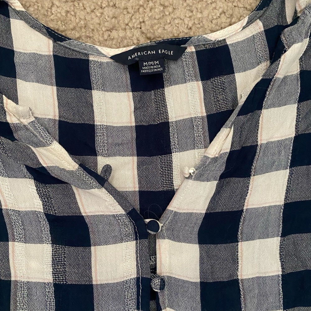 American Eagle Plaid Peplum Blouse - Picture 3 of 4